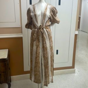 Hand made long embroider belted cover up. chic in the beach